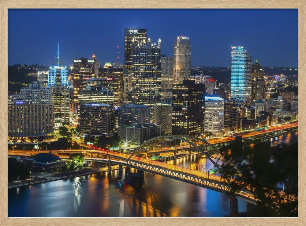 Amazing Pittsburgh Skyline in the Evening Poster