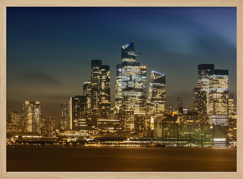 Striking NYC Skyline with Hudson Yards in the Evening Poster