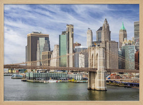 Brooklyn Bridge with Pier 17 and South Street Seaport Poster