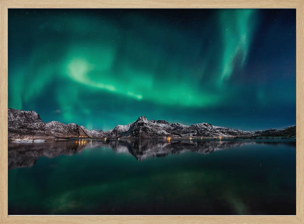 Lofoten Aurora Reflection Poster