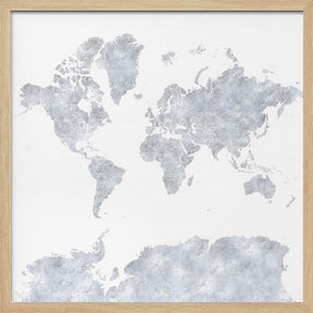 Gray world map Poster