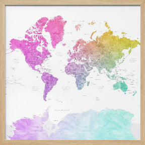 Leo world map with countries Poster