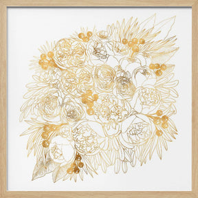 Rekha floral bouquet in gold Poster