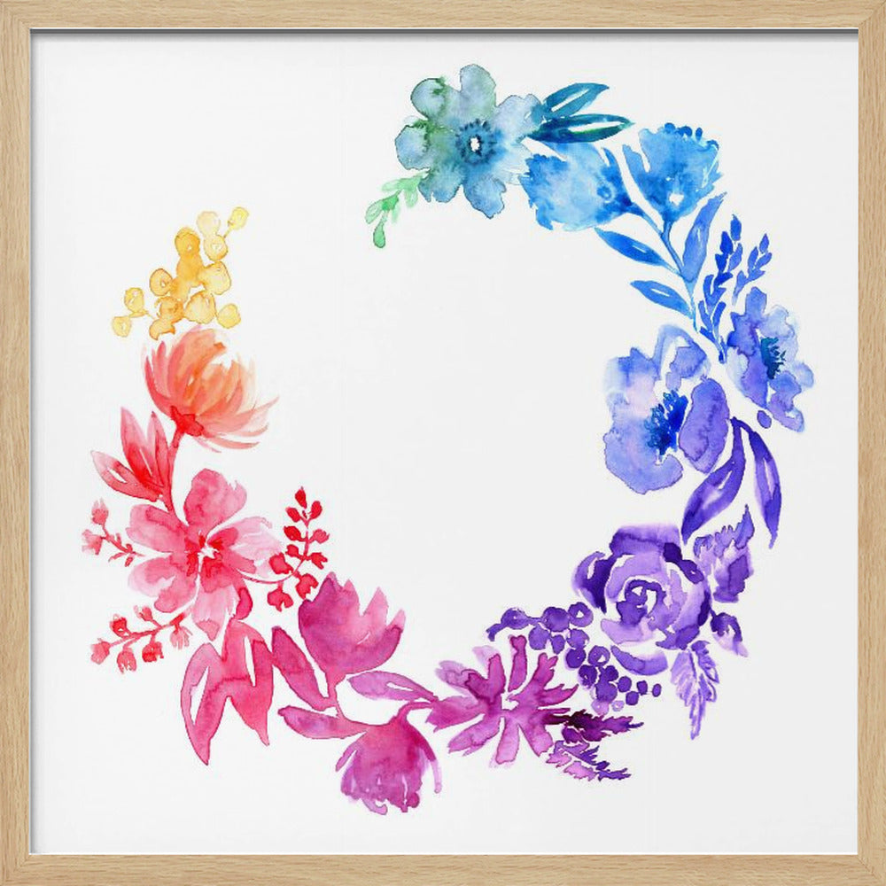 Ombre watercolor wreath Poster