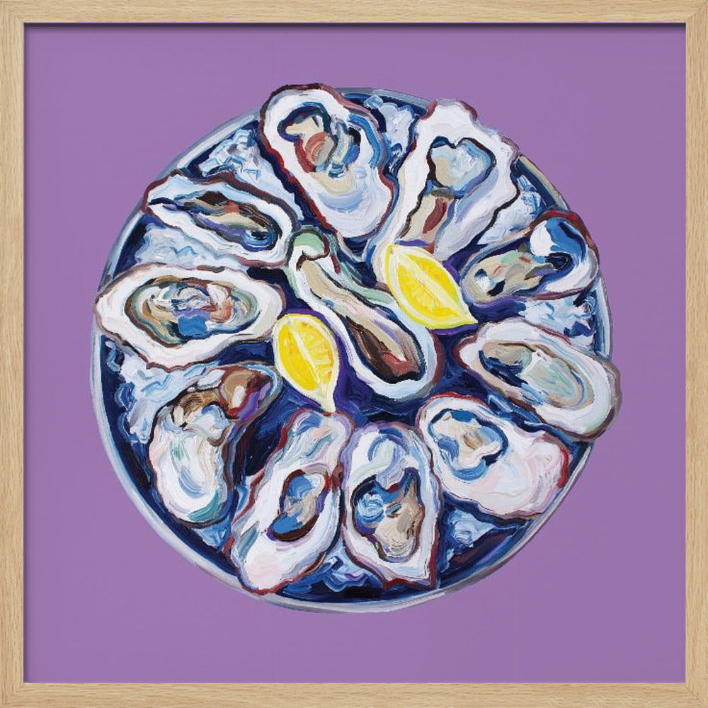 Oysters On a Plate Purple Poster