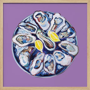 Oysters On a Plate Purple Poster