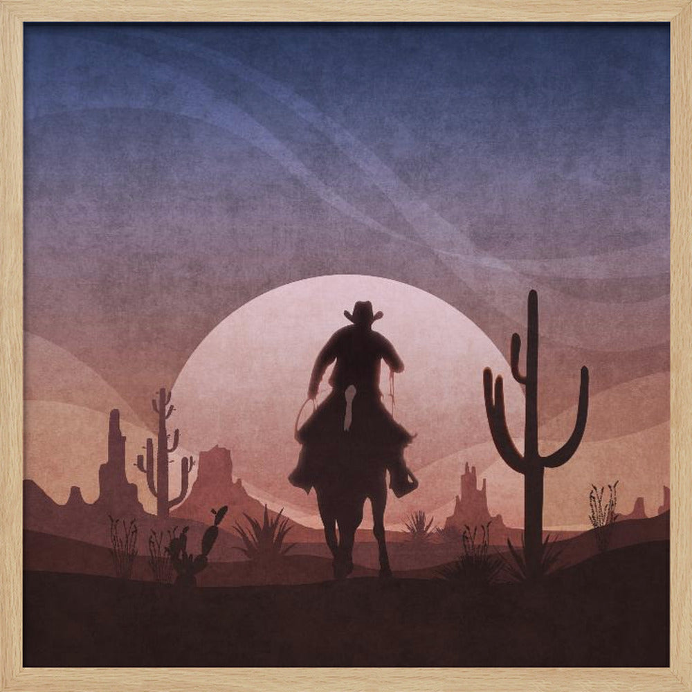 Cowboy Sunset Poster
