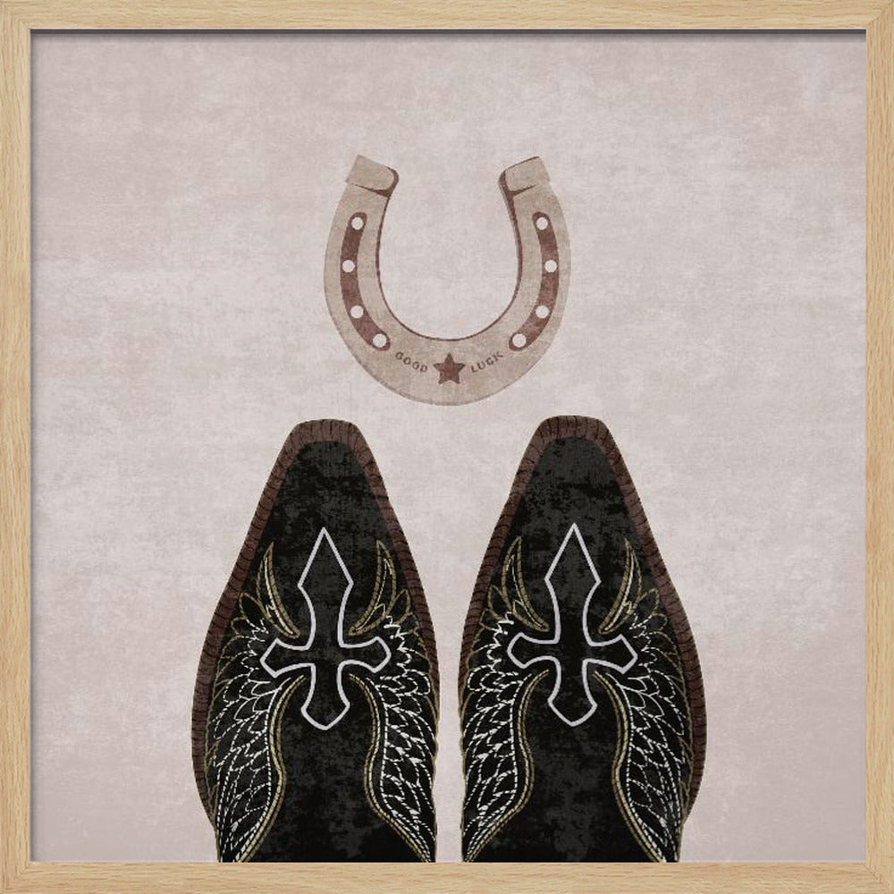 Cowboy Boots and Horseshoe Poster