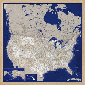 Highly detailed map of the United States, Kameryn Poster