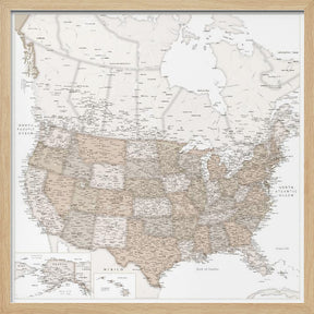 Highly detailed map of the United States, Louie Poster