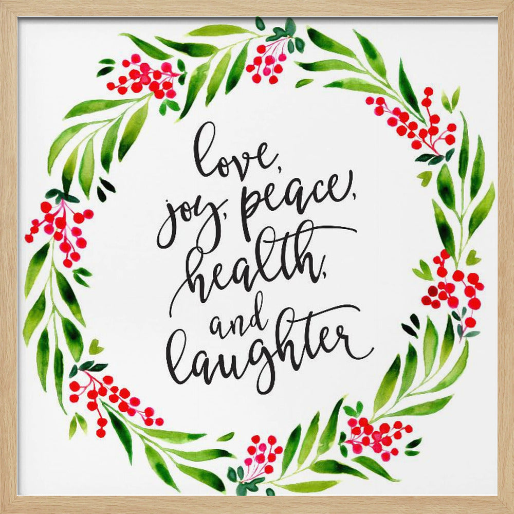 Watercolor wreath with holiday wishes Poster