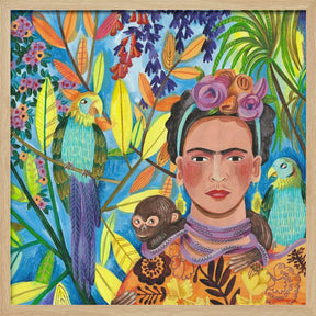 Frida and her parrots Poster