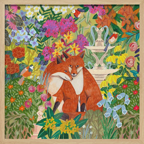 Foxes in the Garden Poster