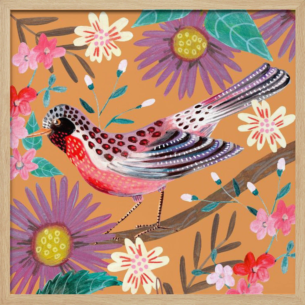 Bird and Flowers Poster