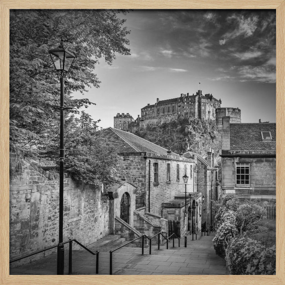 The Vennel in Edinburgh - Monochrome Poster