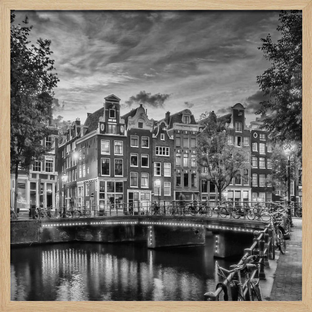 AMSTERDAM Idyllic impression from Singel - Monochrome Poster