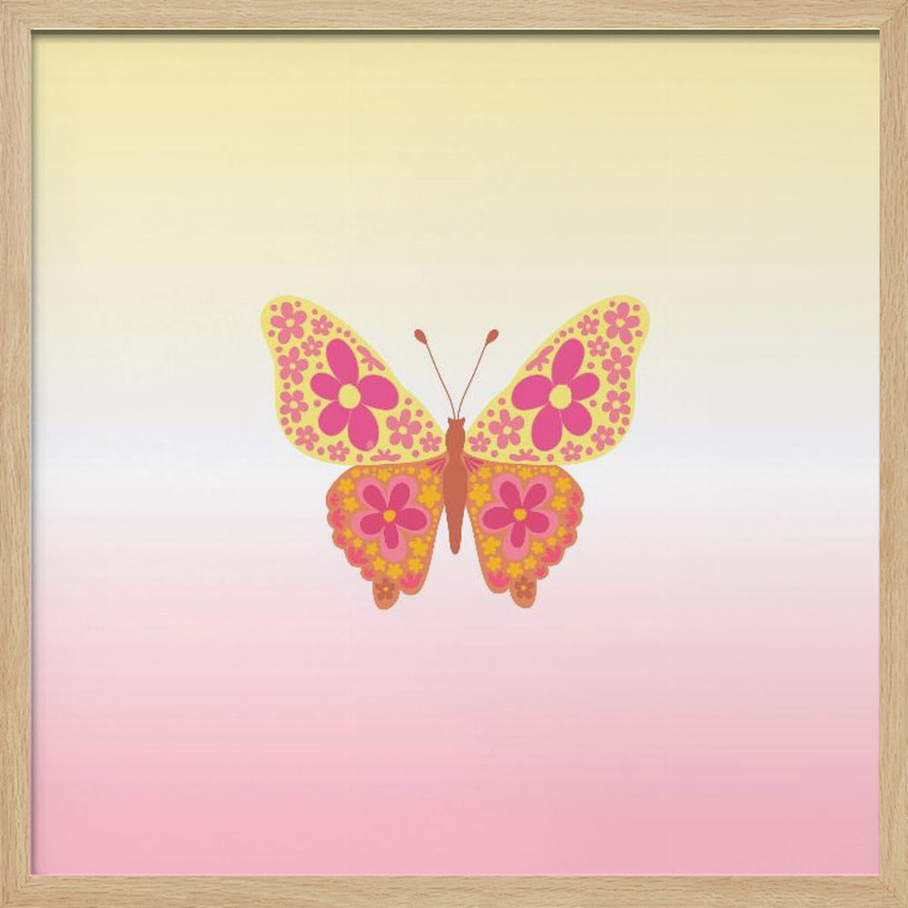 Colorful floral butterfly Poster