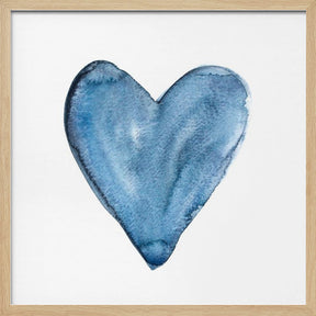 Watercolor heart blue Poster