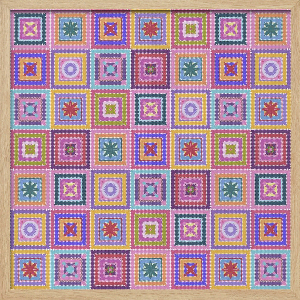 Colorful digital grandma squares I Poster