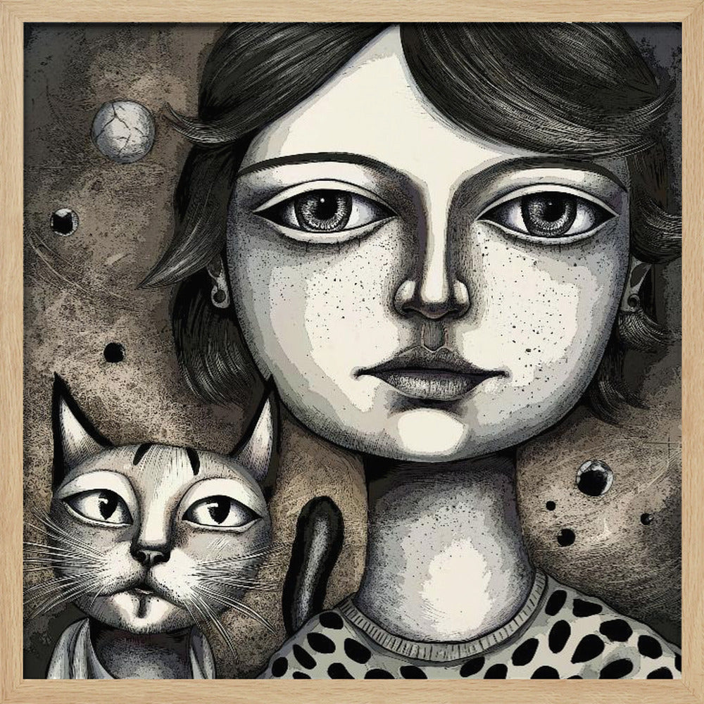 Girl and the Cat Poster