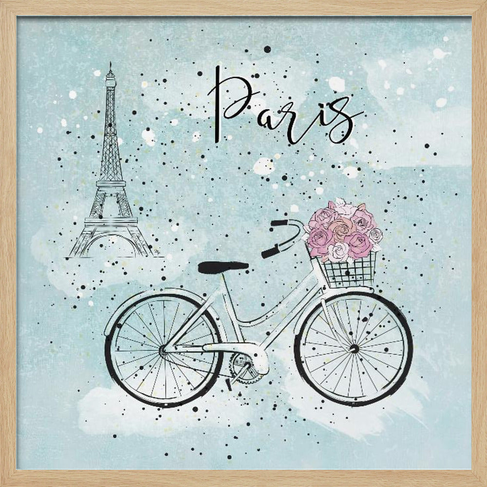 Blue Paris Bike Poster