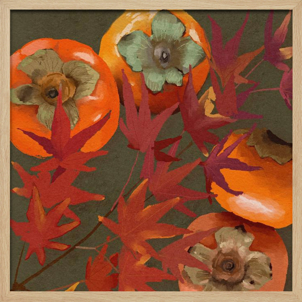 Persimmons and Maple Branch Poster