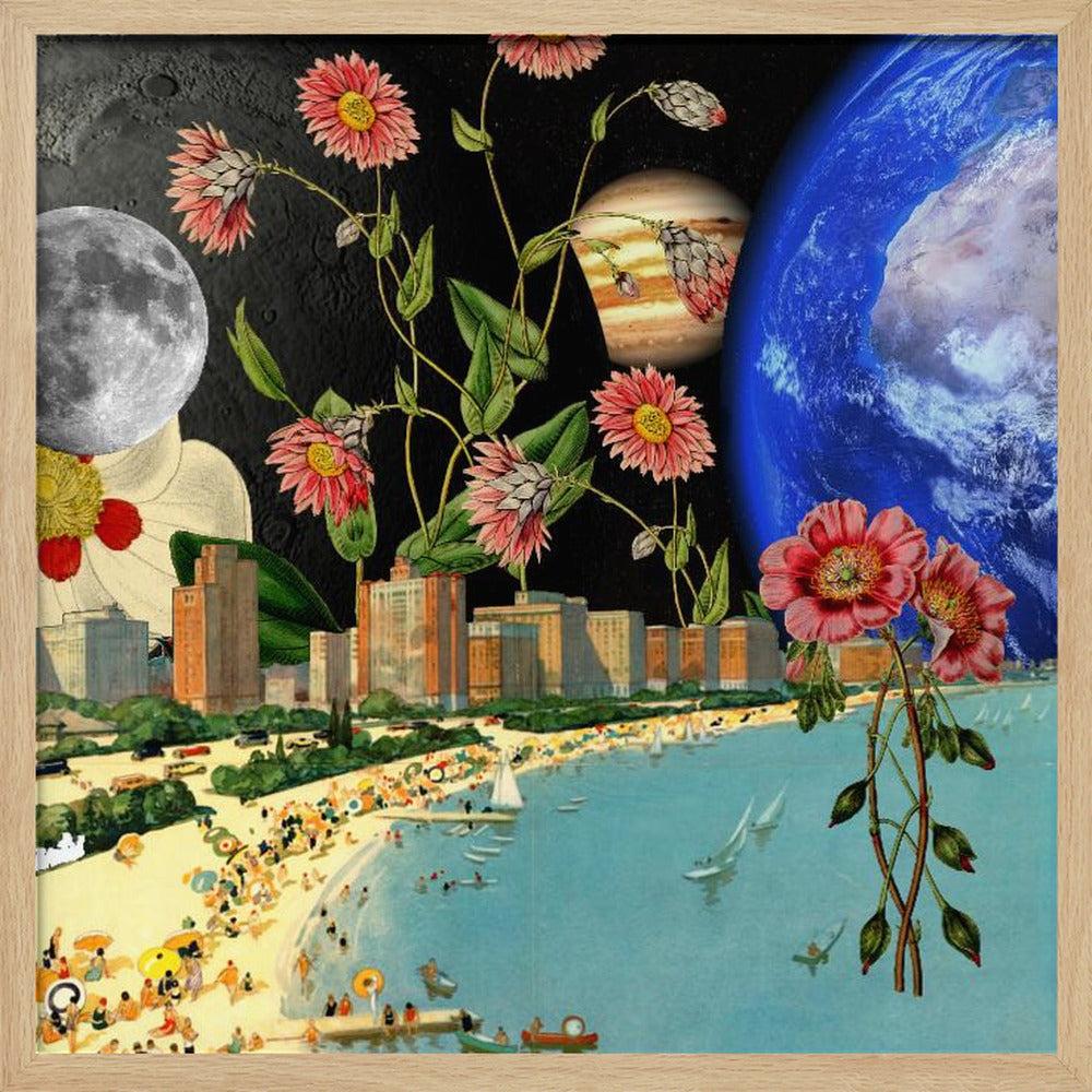 Beach With a View Collage Poster