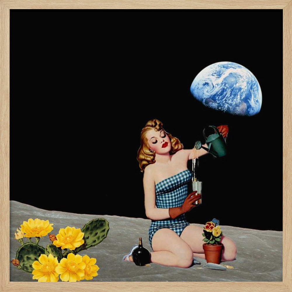 Let´s Plant the Moon - Surreal Collage Poster