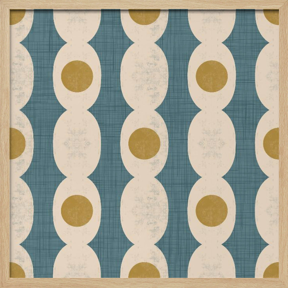 Retro Mod Geo Chain - Slate Blue - Mid Century Modern Poster