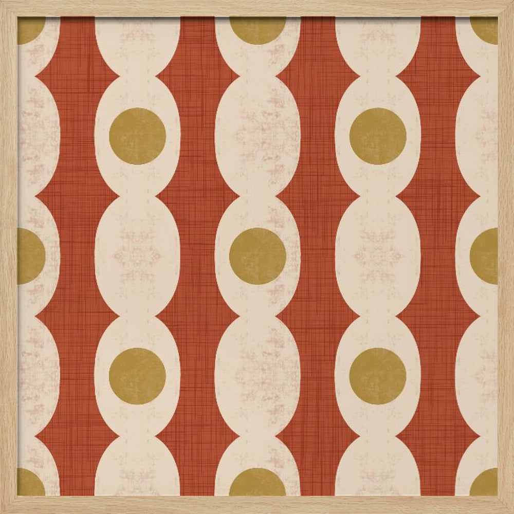 Retro Mod Geo Chain - Rust Red - Mid Century Modern Poster