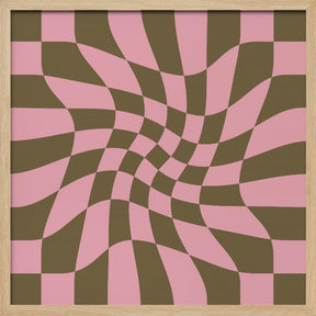 Twirly - Checkerboard - Pink and Brown Poster