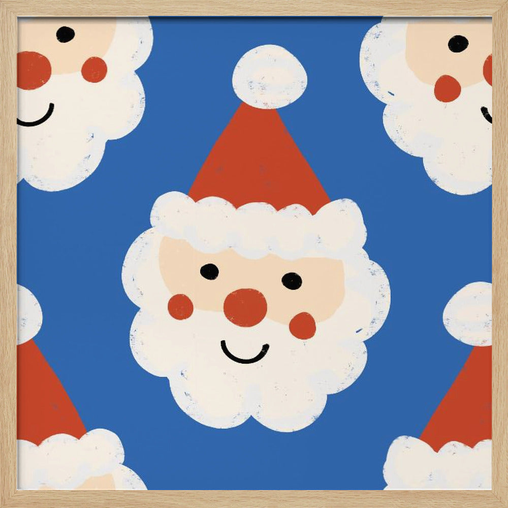 Santa Claus Retro Bold Blue Poster