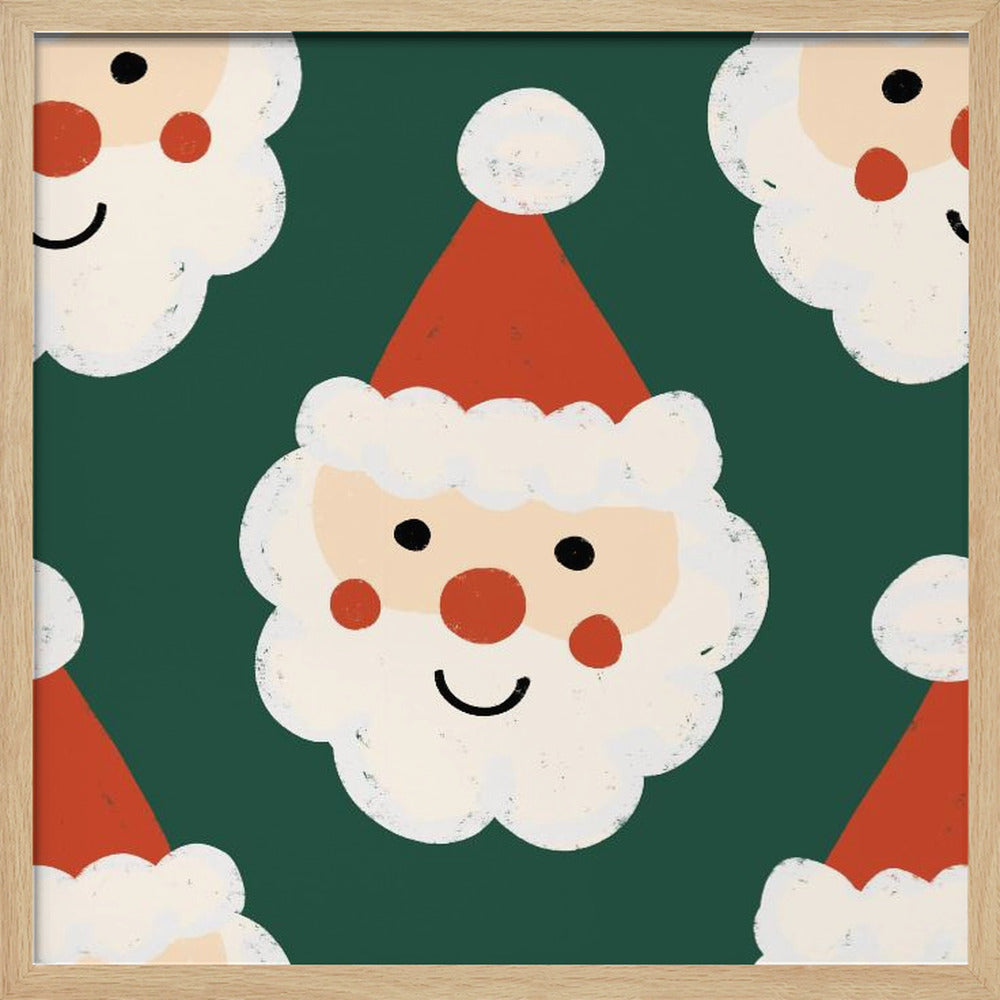 Santa Claus Retro Bold Green Poster