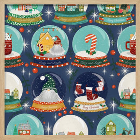 Christmas Snow Globe Navy Blue Poster