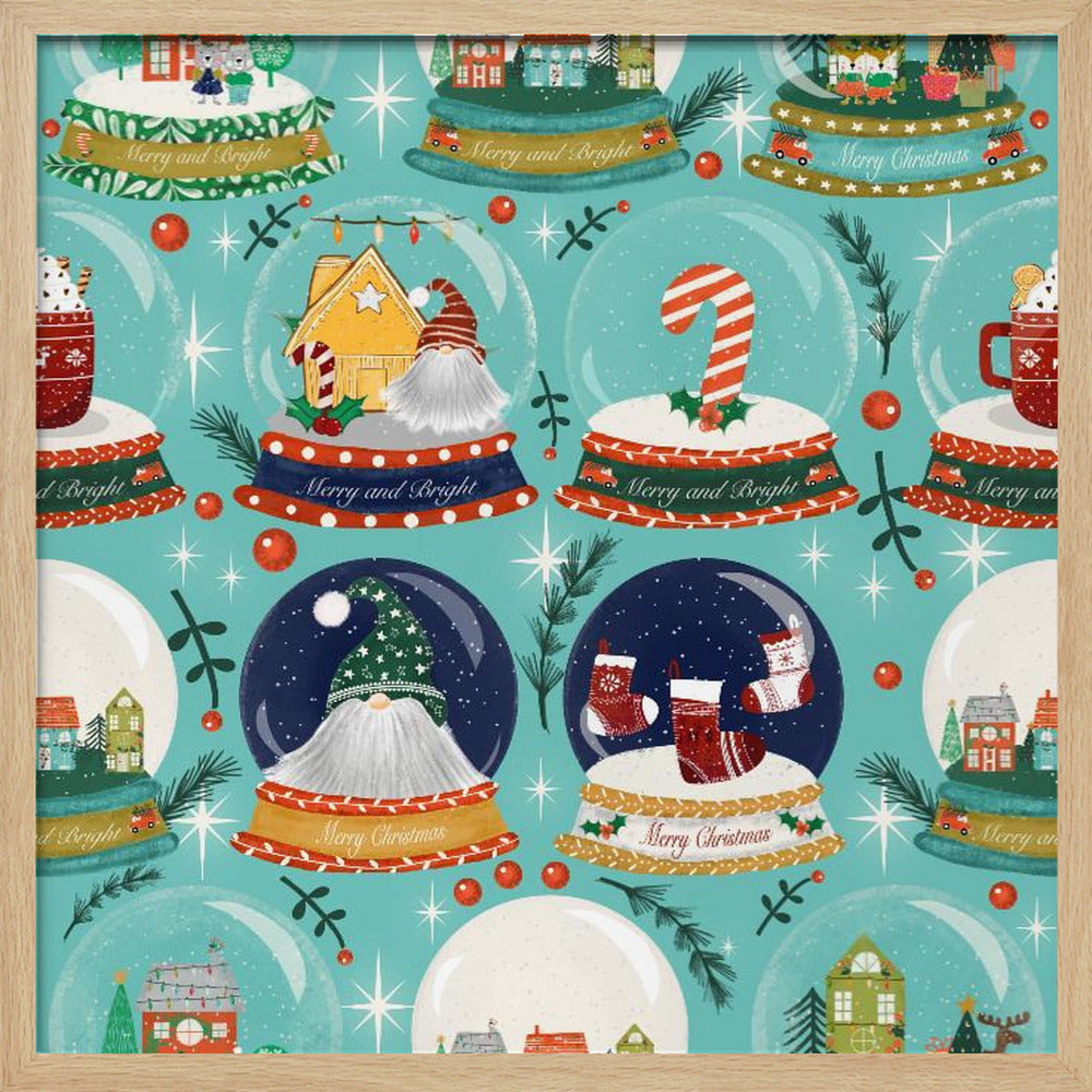 Christmas Snow Globe Baby Blue Poster