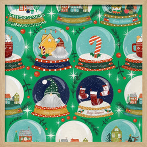 Christmas Snow Globe Green Poster