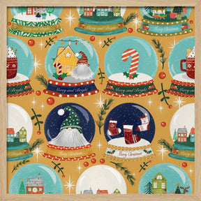 Christmas Snow Globe Yellow Poster