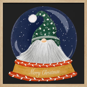 Christmas Santa Gnome Snow Globe - Merry Christmas Poster