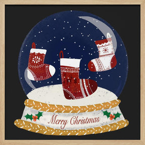 Christmas Stocking Snow Globe - Merry Christmas Poster