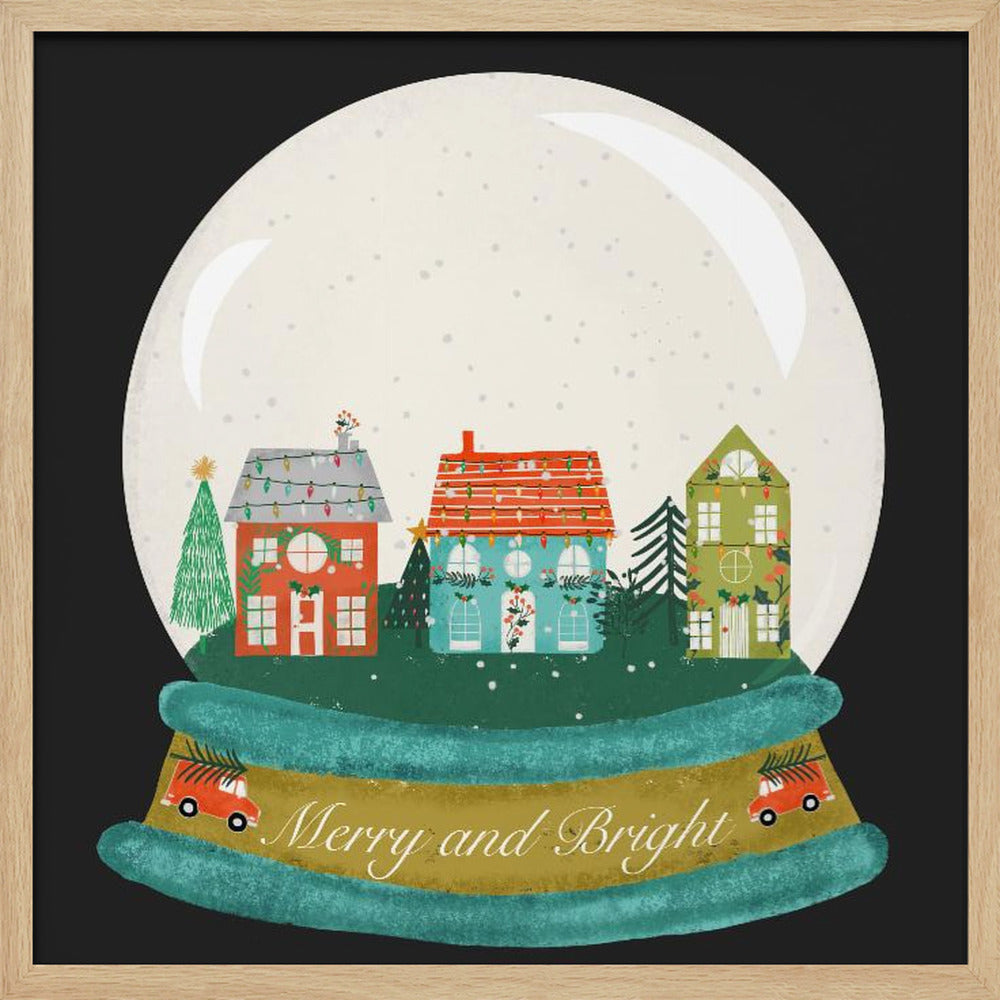 Christmas Village Snow Globe - Merry and Bright Poster