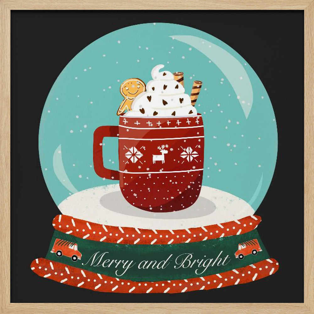 Hot Chocolate Snow Globe - Merry and Bright Poster