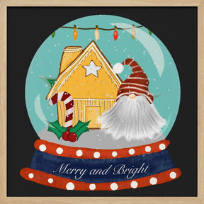 Santa Gnome Snow Globe - Merry and Bright Poster