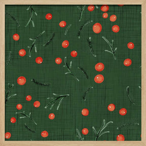 Holiday Branches &amp; Berries Green Poster