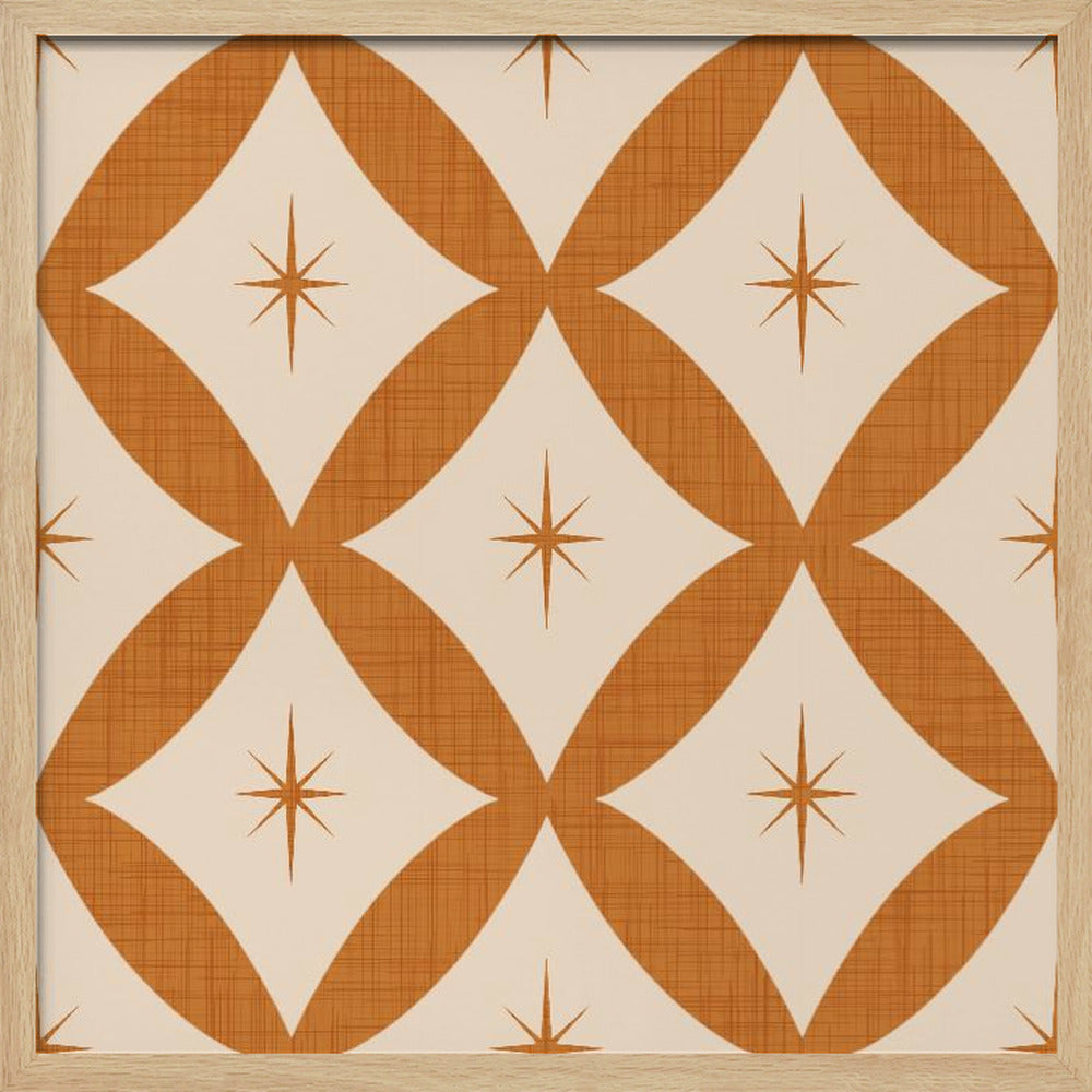 Atomic Star   Mid Century Starburst Mustard Brown Poster