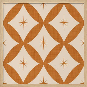 Atomic Star   Mid Century Starburst Mustard Brown Poster