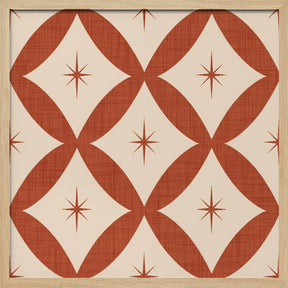 Atomic Star   Mid Century Starburst Rust Red Poster