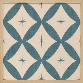 Atomic Star   Mid Century Starburst Slate Teal Poster