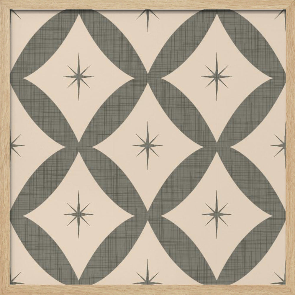 Atomic Star   Mid Century Starburst Taupe Poster