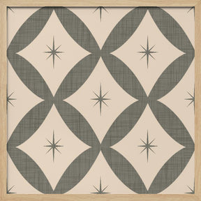 Atomic Star   Mid Century Starburst Taupe Poster