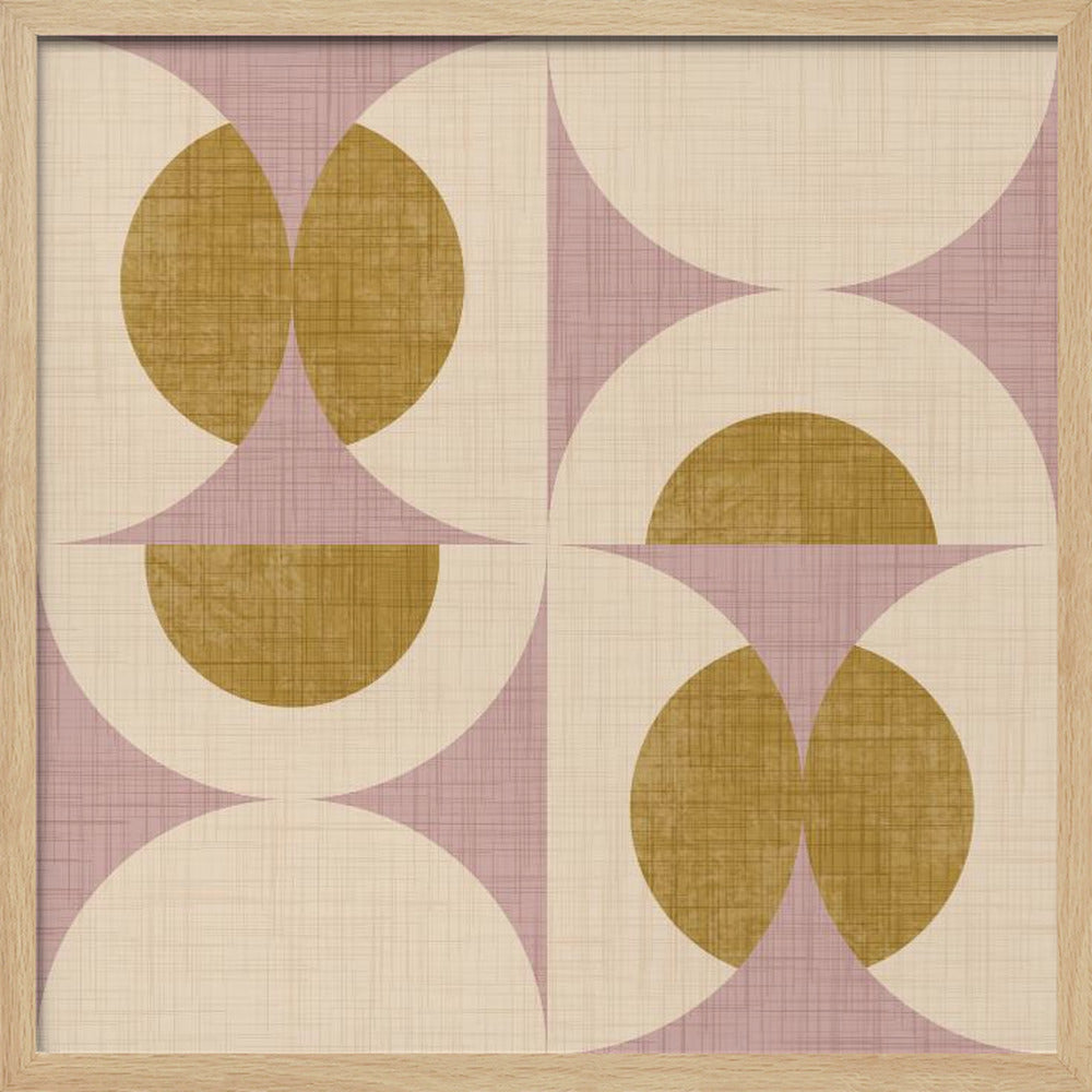 Retro Vintage Circle Fusion - Mid Century Orbs Mauve - 50s Geometric Poster